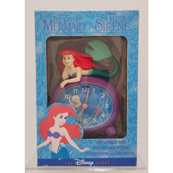 Vintage Disney The Little Mermaid Clock With Snooze Alarm Ariel Flounder Tested - Picture 1 of 15